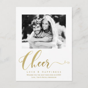Convite de Foto de Ano Novo Festa de Cheer Dourada