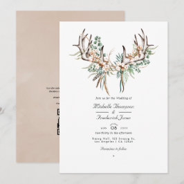 Convite de Foto de Casamento Boho de Algodão e Euc