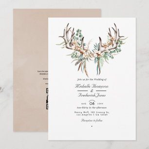 Convite de Foto de Casamento Boho de Algodão e Euc