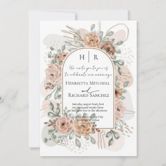 Convite de Foto de Casamento com Flores