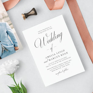 Convite de Foto de Casamento com Roteiro de Elegân