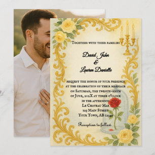 Convite de Foto de Casamento de Conto de Fadas