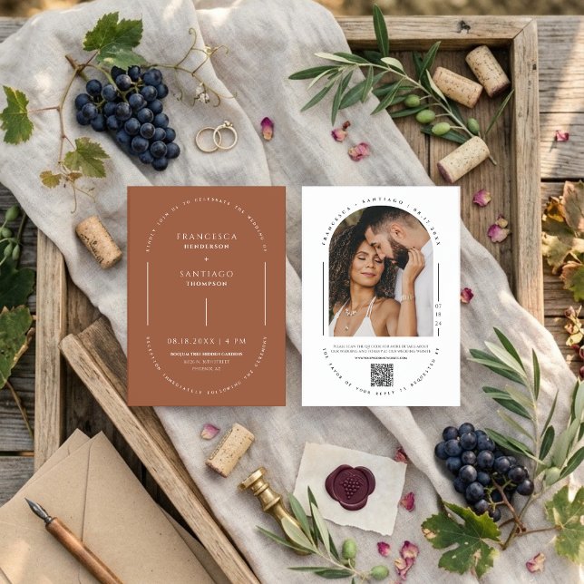 Convite de Foto de Casamento de Outono com Código  (Criador carregado)