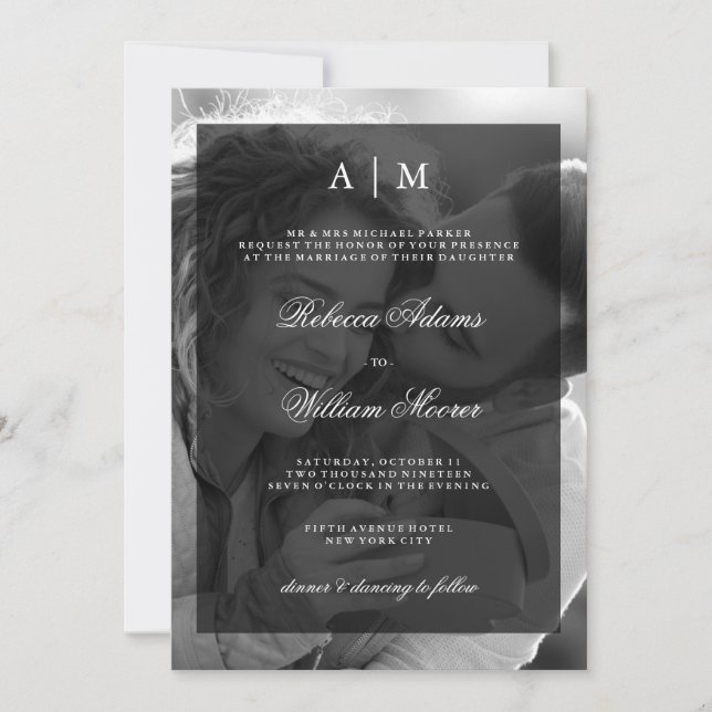 Convite de Foto de Casamento Moderno | Sobreposiçã (Frente)