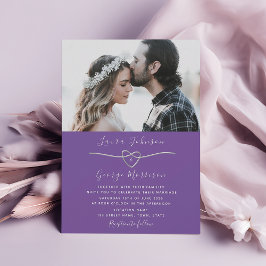 Convite de Foto de Casamento Roxo Simples