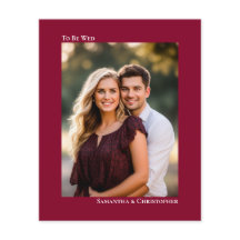 Convite de Foto de Casamento Simples com Cranberry