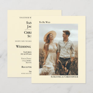 Convite de Foto de Casamento SIMPLES Creme de Marf