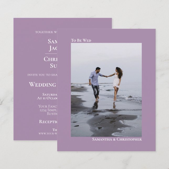 Convite de Foto de Casamento SIMPLES LAVANDA ORÇAM (Frente/Verso)