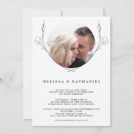 Convite de Foto de Casamento Virtual Floral Botâni