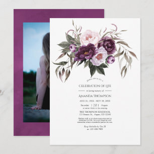 Convite de Foto de Celebração da Vida Floral de Ve