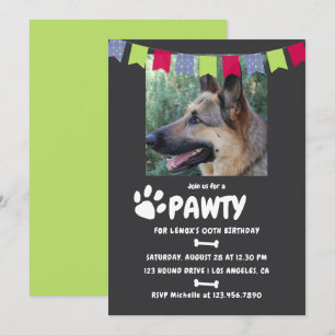 Convite de foto de festa de aniversário de cachorr