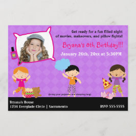 Convite de Foto de Festa de Pyjama de Meninas