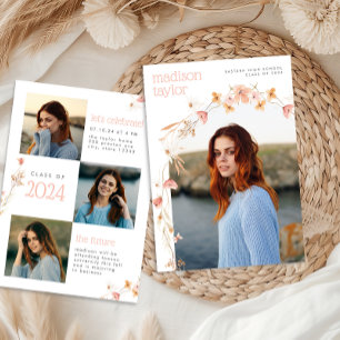 Convite de Foto de Formatura Boho Wildflower