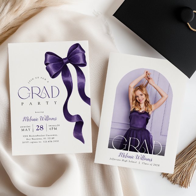 Convite de Foto de Formatura Coquette Roxo (Criador carregado)