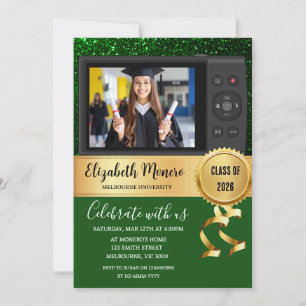 Convite de Foto de Formatura em Ouro Verde