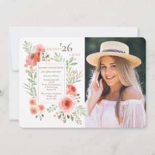 Convite de Foto de Formatura Floral Beauty
