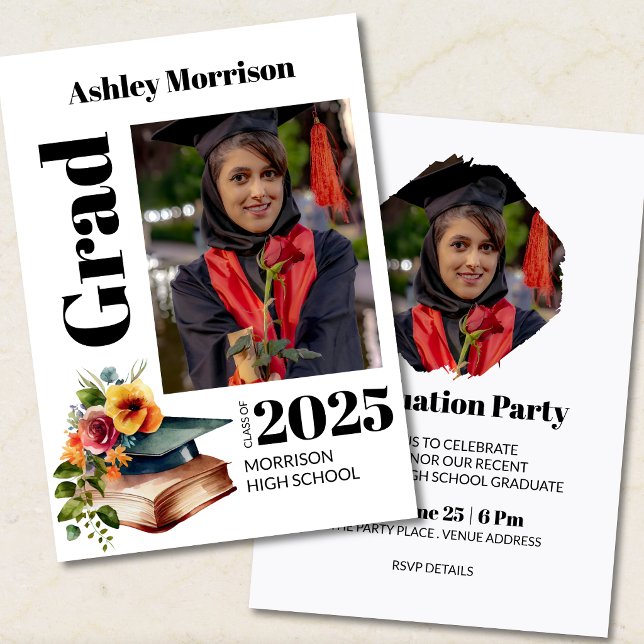 Convite de Foto de Formatura Moderno Personalizado (Criador carregado)