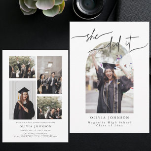 Convite de Foto de Formatura Neutro Elegante com S