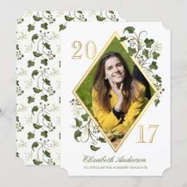 Convite de Foto de Graduado da Ivy League em Ouro 