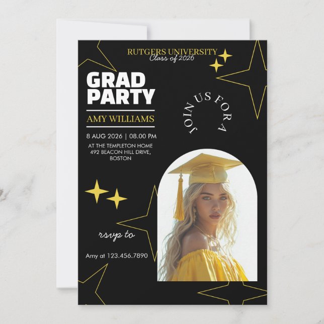 Convite de Foto de Graduado de Arquitetura Minimal (Frente)