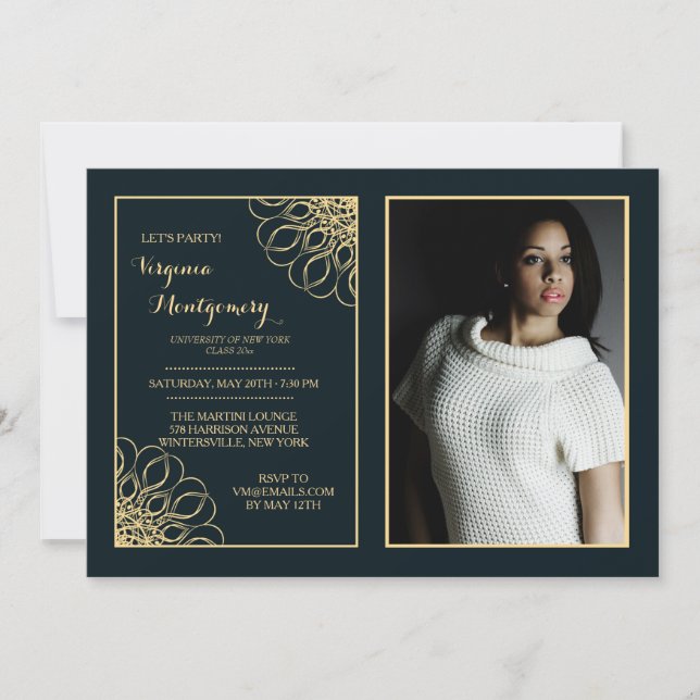 Convite de Foto de Graduado Real (Frente)