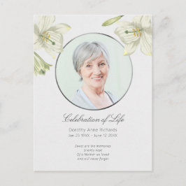Convite de Foto de Lírio Floral Celebração de Vida