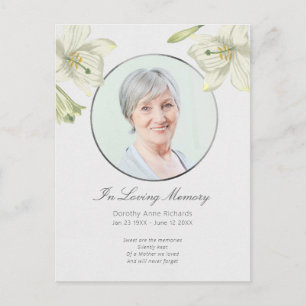 Convite de Foto de Lírio Floral Celebração de Vida