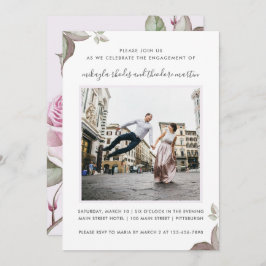 Convite de Foto de Noivado de Casamento de Rosas R