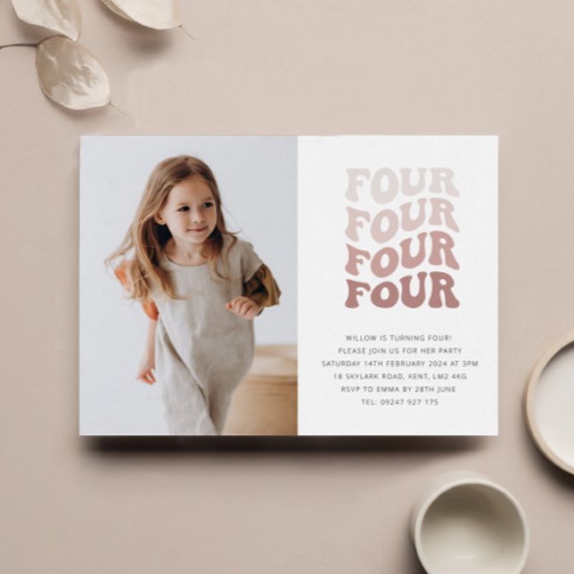 Convite de Foto de Paisagem com Tom Rosado Retrô p (Criador carregado)