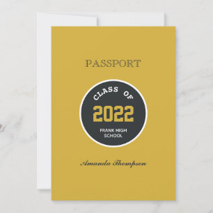 Convite de Foto de Passaporte de Formatura Preto e
