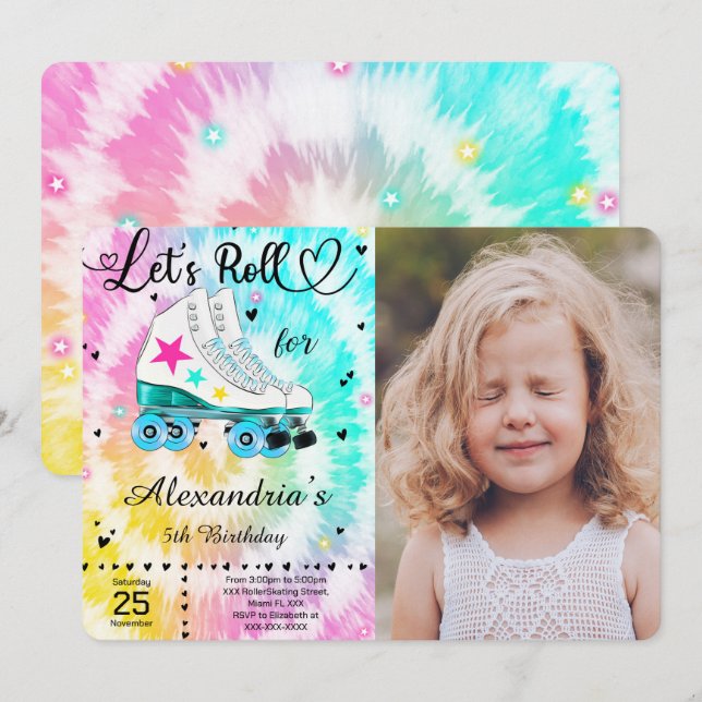 Convite de Foto de Patinação no Rolo (Frente/Verso)