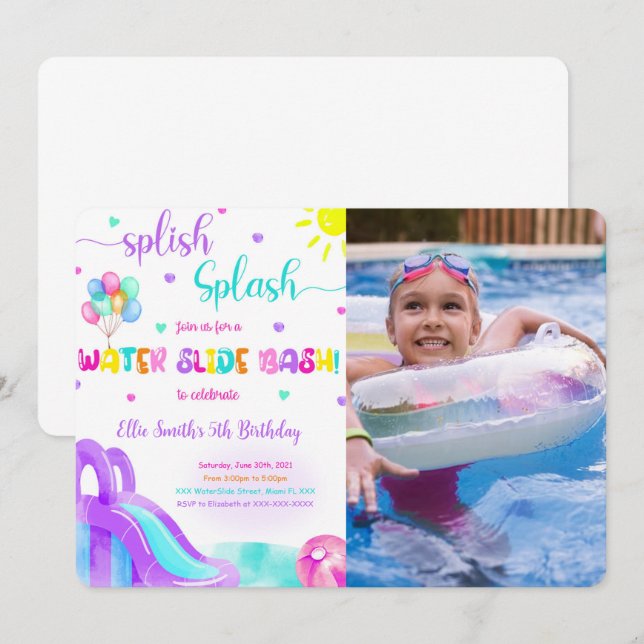 Convite de Foto de Pista de Água (Frente/Verso)