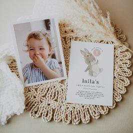 Convite de Foto de Primeiro Aniversário do Bunny B