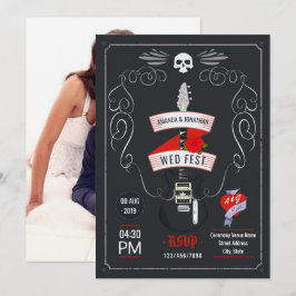 Convite de foto de quadro-negro de casamento de Ro