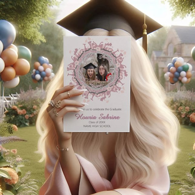 Convite de foto de silhueta de borda de graduados  (Criador carregado)