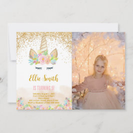 Convite de Foto de Unicórnio Fofo