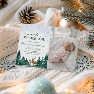 Convite de Foto do Veado do Inverno ONEderland