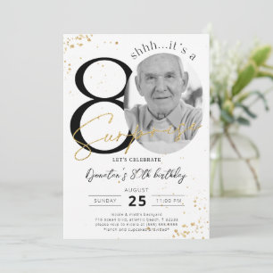 Convite de Foto Dourada de Aniversário para 80 Sur