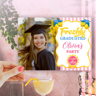 Convite de Foto e Código QR de Limonada Rosa para 