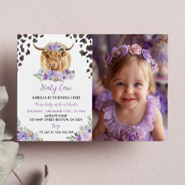 Convite de Foto Floral de Aniversário de Menina co