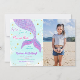 Convite de Foto Infantil Sereia Sob o Mar
