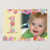 Convite de Foto para 1º Aniversário de Menina com 