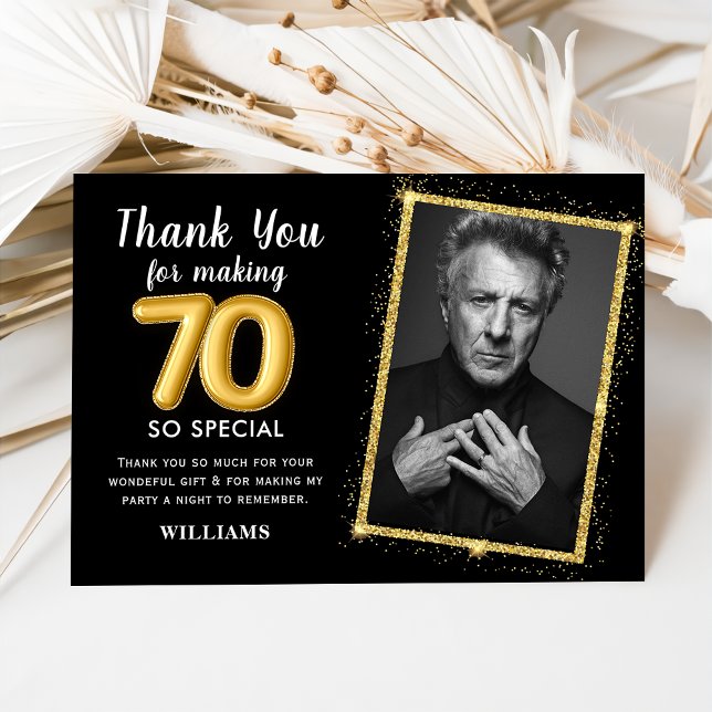 Convite de Foto para Adulto Dourado de 70 Negro (Criador carregado)