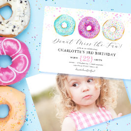 Convite de Foto para Aniversário com Tema de Donut
