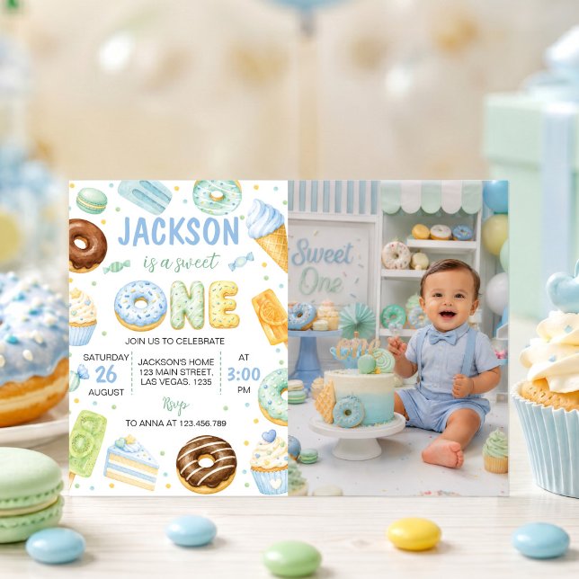 Convite de Foto para Aniversário Doce Donut (Criador carregado)