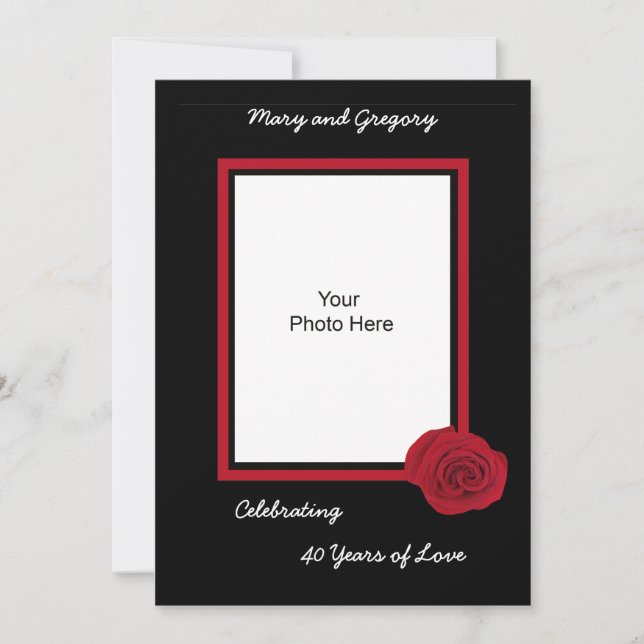 Convite de Foto para Bodas de 40 Anos (Frente)