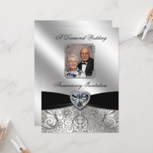 Convite de Foto para Bodas de Diamante 5.5x7.5