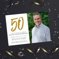 Convite de foto para festa de 50 anos com brilho d