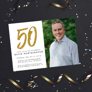 Convite de foto para festa de 50 anos com brilho d