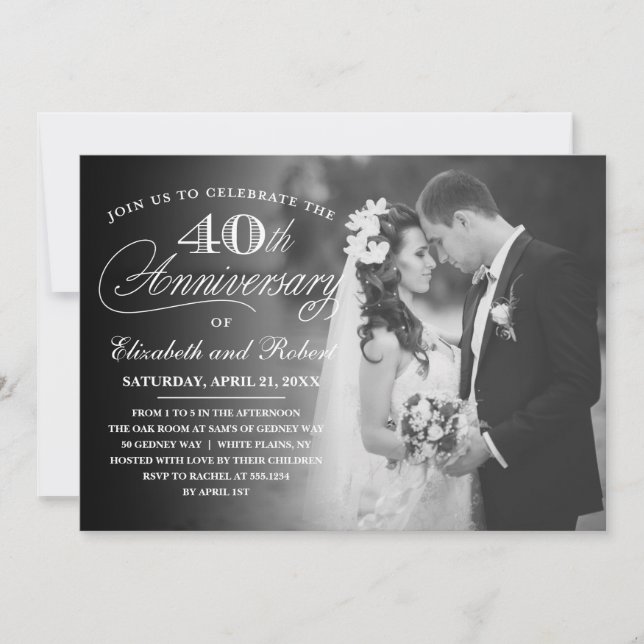 Convite de Foto para Festa de Aniversário de 40 An (Frente)